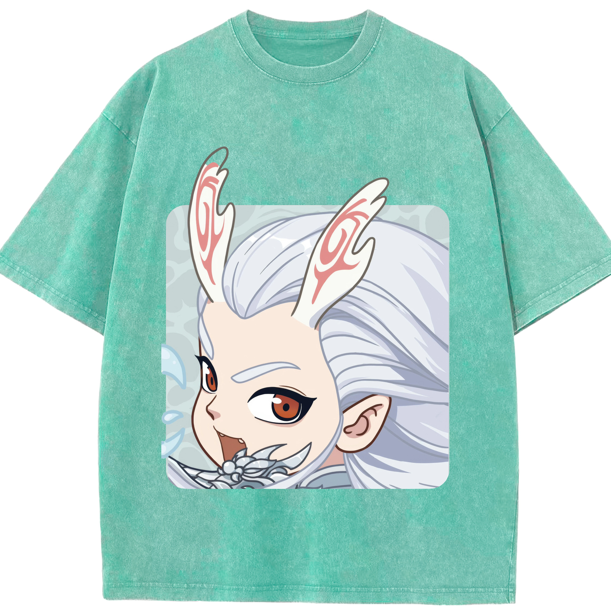 （画像用） Ne Zha 2 ナタ 魔童の大暴れ 綿100% ヴィンテージ風 半袖Tシャツ（フロントプリント）